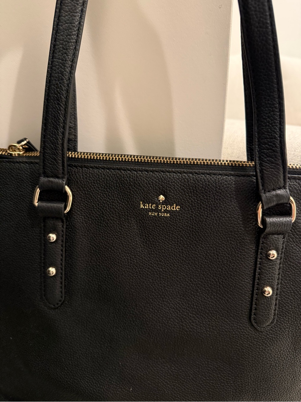 kate spade Black Leather Zip-Top Tote